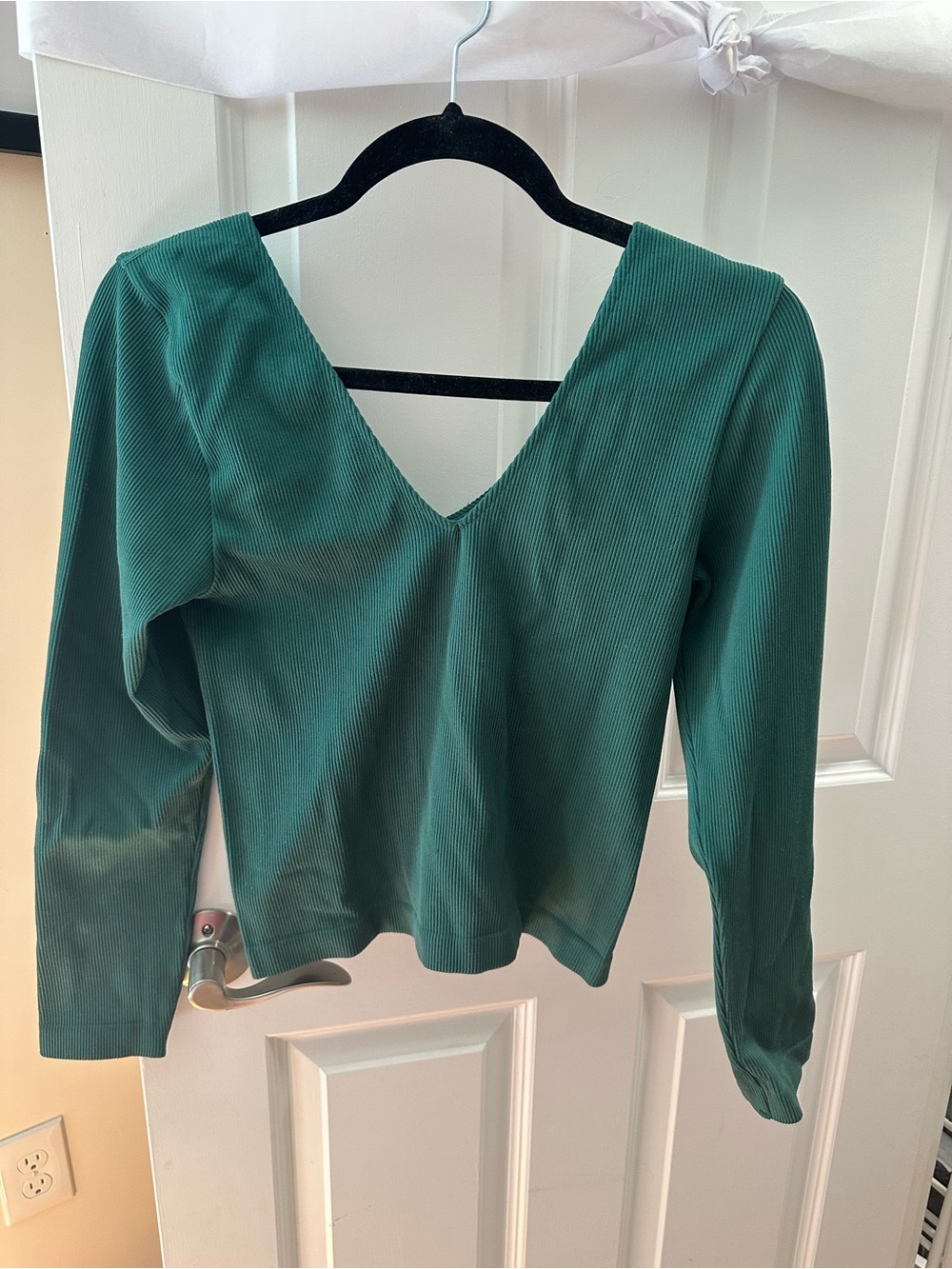 a new day Teal Ribbed V-Neck Long Sleeve Top